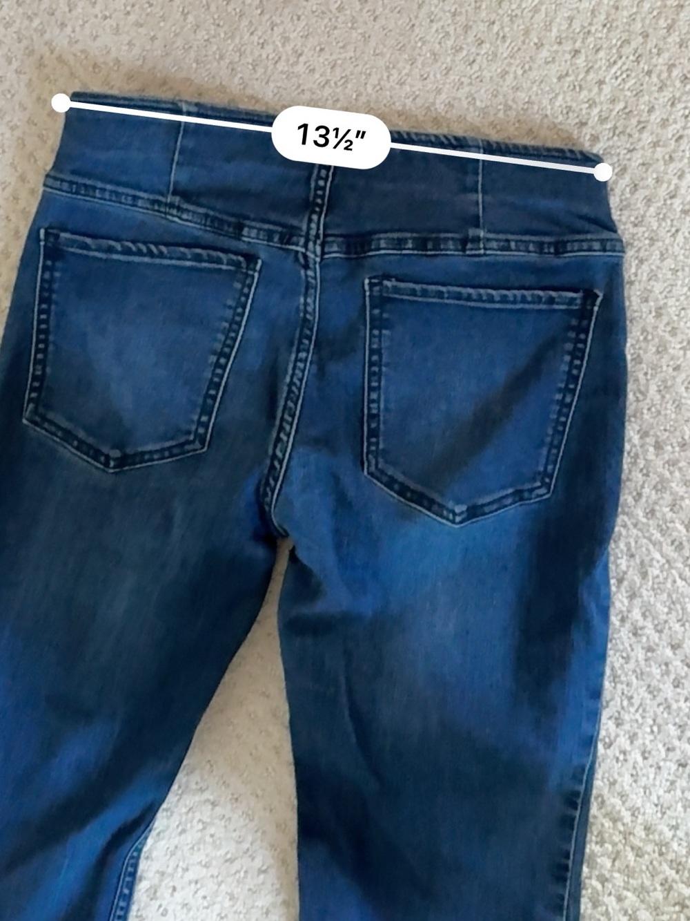 Free People Women's Dark Blue Flare Jeans Elastic Waist 27 - Picture 6 of 7